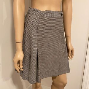 Vintage gingham print high waist pleated skirt